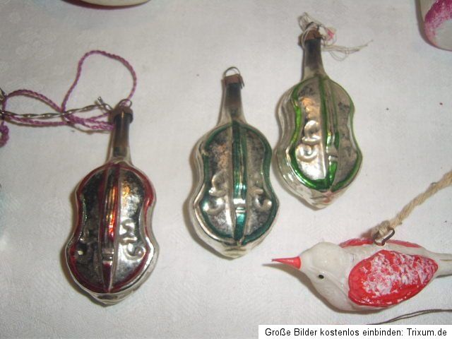 17 x antiker Christbaumschmuck Vögel Figuren RAR Lauscha