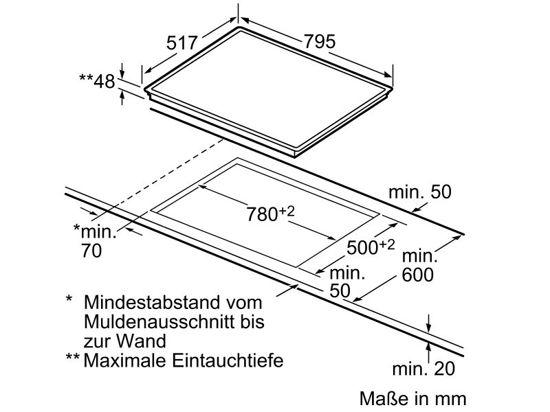 80cm Glaskeramik Kochfeld BOSCH PKC845E14 KOCHSTELLE