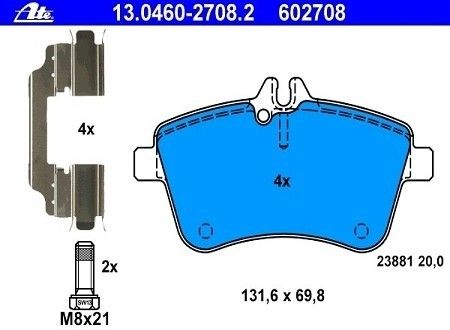 ATE Bremsbeläge vorne MERCEDES B KLASSE (W245) 103kW