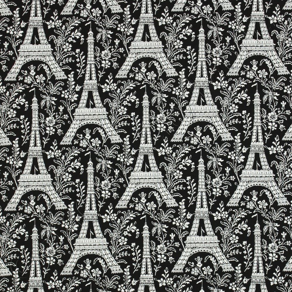 Michael Miller Paris Eiffel Tower Black & White Cotton Quilt Quilting