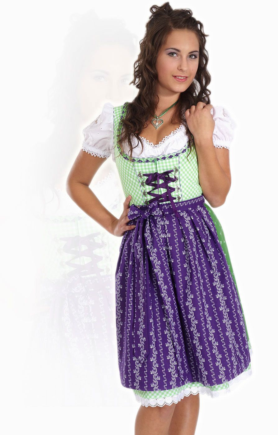 ZTWX0 Midi Dirndl 3tlg. Sunshine apfel 60 cm, Größe 34