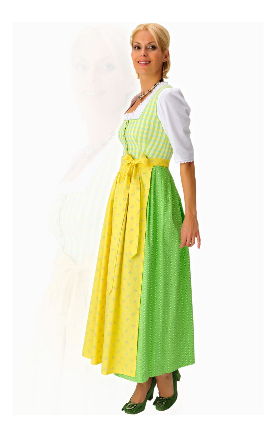 ZTWX4 Trachten Dirndl 2tlg. K2055 limone 96 cm, Größe 42 A***