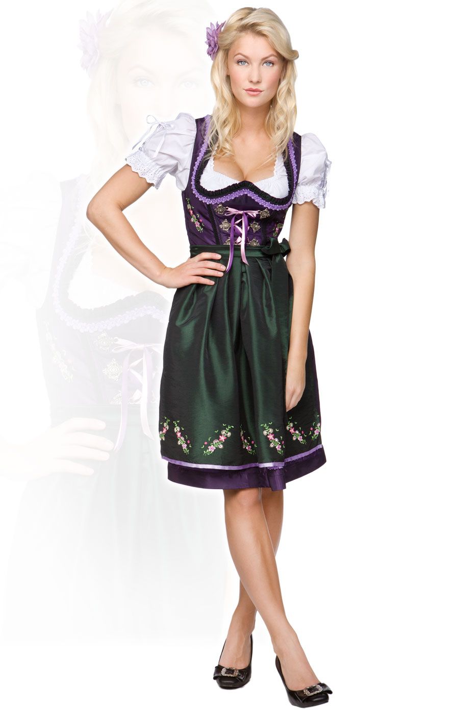 ZTWX1 Mididirndl 3tlg. Noa grape 60 cm, Größe 36 4250693103427