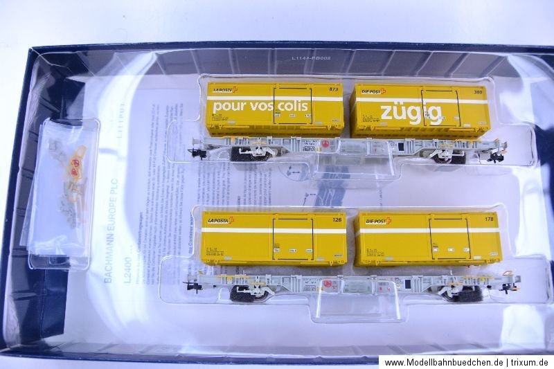 Liliput 240036 – Containertragwagen Set der Schweizer Post