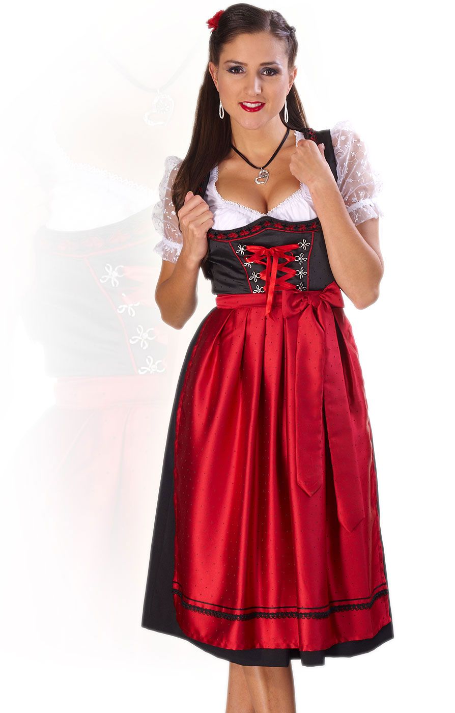 ZTWX0 Mididirndl 3tlg. Amanda rot 70 cm, Größe 34 4250526030067