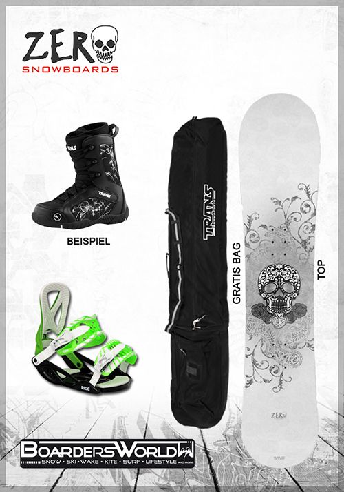 SET   ZERO Snowboard RIDER + Bindung + GRATIS Boots + Bag + Pad