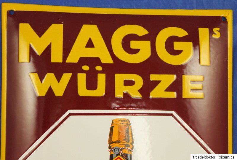 Maggi`s Würze einzig  Emailschild um 1987 Gute Erhaltung