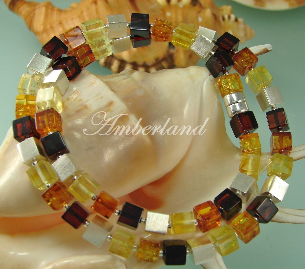 Amber Bernsteinkette MODERN 925er Silber Top Qualität Schmuck