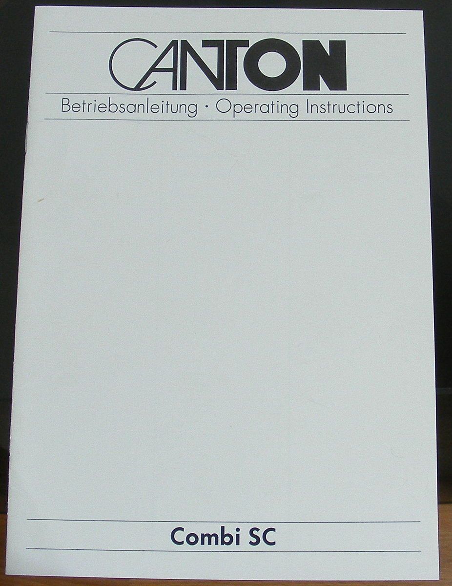 Canton Combi SC Bedienungsanleitung, Owners manual