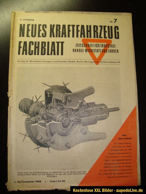 Heft 7 1948 NKFB Test IFA DKW F9 BMW R24 Hilfsmotor Velosolex