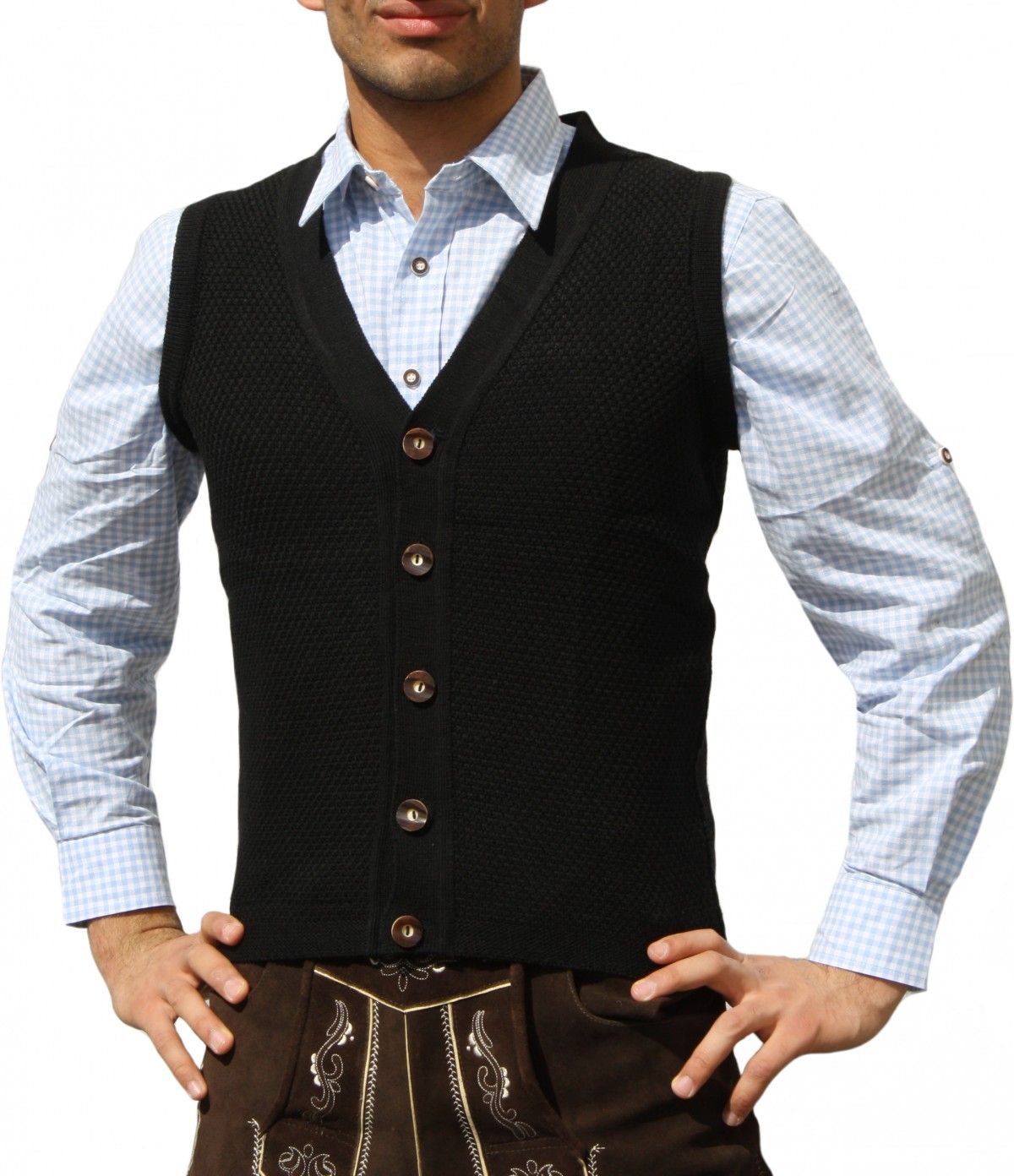 German Wear, Trachten Wolljanker Strickweste Herren Weste Tracht Weste