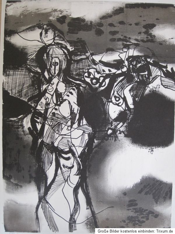 Dominik Rebhan, Traumfigur SW Lithographie, Nr. 5/31, signiert, 1964