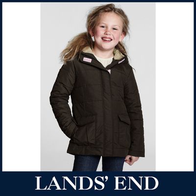 LANDS´ END Mädchen Parka Wolljacke Fleecefutter Polyester