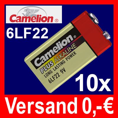 10x 9 Volt Block 6LF22 MN1604 Batterie CAMELION PLUS°