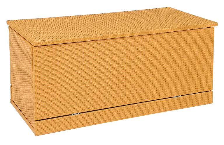 Auflagenbox Gartentruhe, Poly Rattan, 118x56x54cm, anthrazit, braun